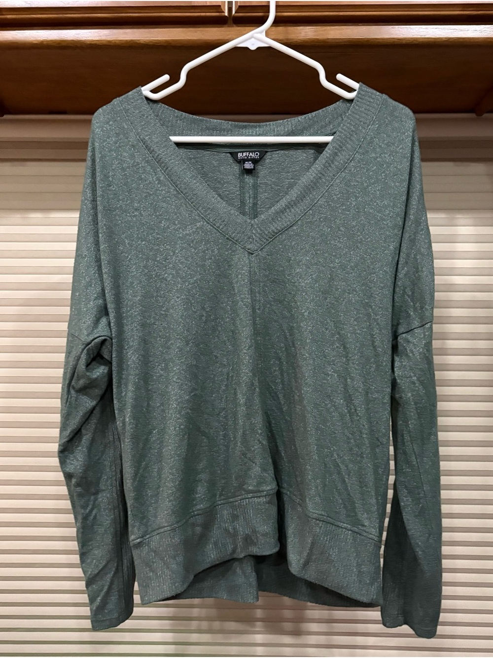 Buffalo by David Bitton Dusty Sage V-Neck long sleeve shirt